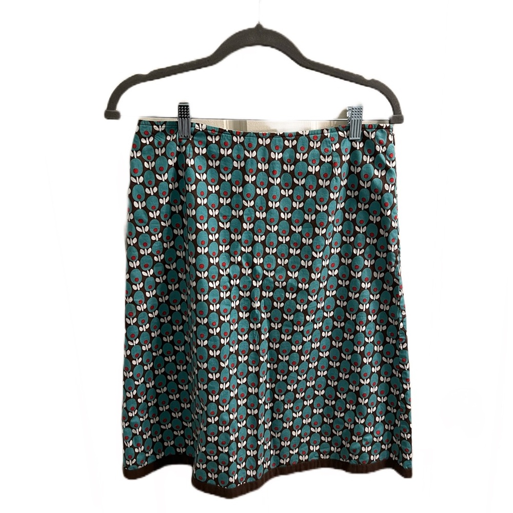 Boden Teal and Pink Retro Floral A-Line Skirt